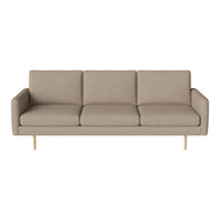 Beige modern sofa with a clean design and minimalistic pattern, featuring sleek golden legs. Perfect for contemporary decor.