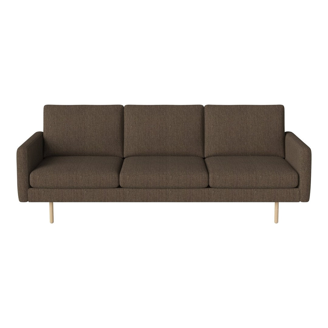Brown textured fabric sofa with clean lines and wooden legs, perfect for modern living spaces.