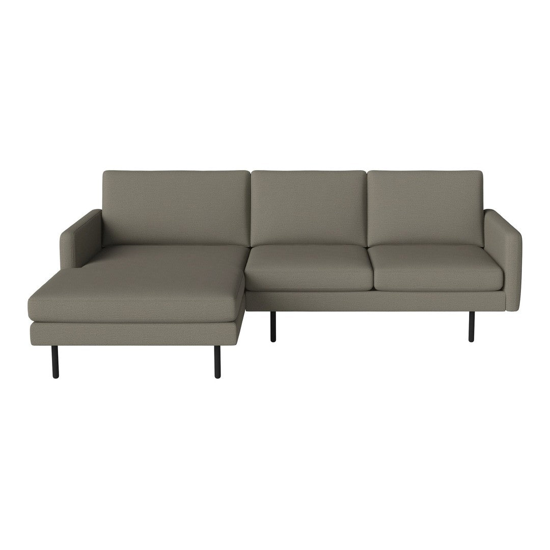 "Modern sectional sofa in muted olive green with clean lines and smooth fabric, perfect for contemporary interiors."