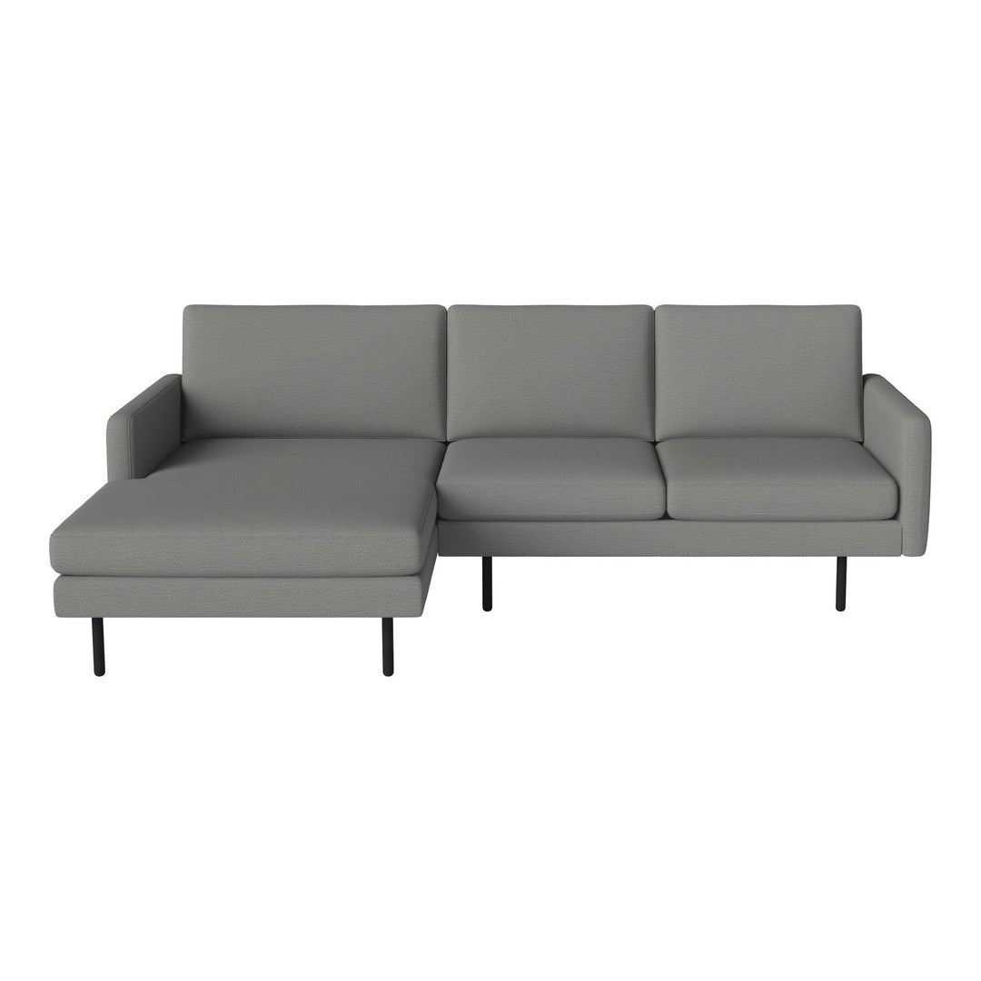 Stylish gray sectional sofa with clean lines and a modern minimalist design, perfect for contemporary living spaces.