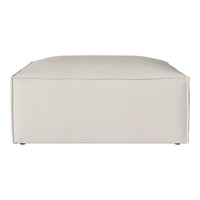 Stylish beige ottoman with a smooth, solid fabric surface and clean, modern lines. Perfect for any decor.