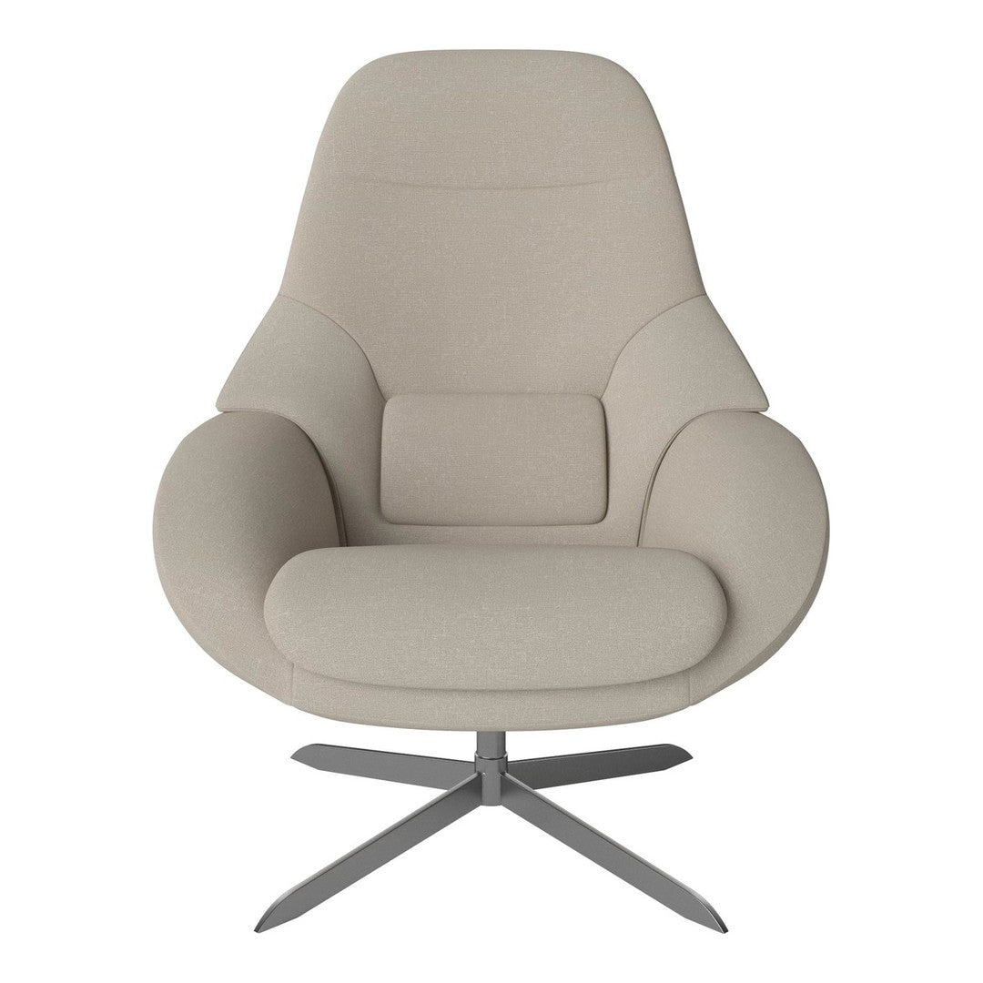 Light beige ergonomic chair with a smooth, modern design and a sleek metal base. Perfect for contemporary interiors.
