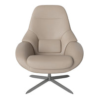 Beige modern swivel chair with smooth upholstery and minimalist design. Perfect for contemporary living spaces.
