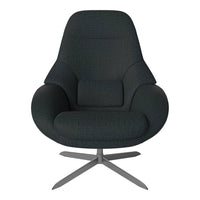 Stylish gray upholstered chair with a textured pattern and sleek metal base, perfect for modern decor.