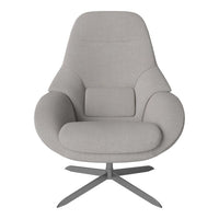 Light gray upholstered chair with a sleek, modern design and smooth, minimalist contours.