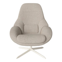 Light beige upholstered chair with a smooth, minimalistic design and a subtle texture pattern. Ideal for any modern space.
