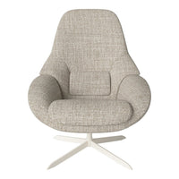 Light gray textured chair with a modern design and smooth white base, perfect for contemporary interiors.