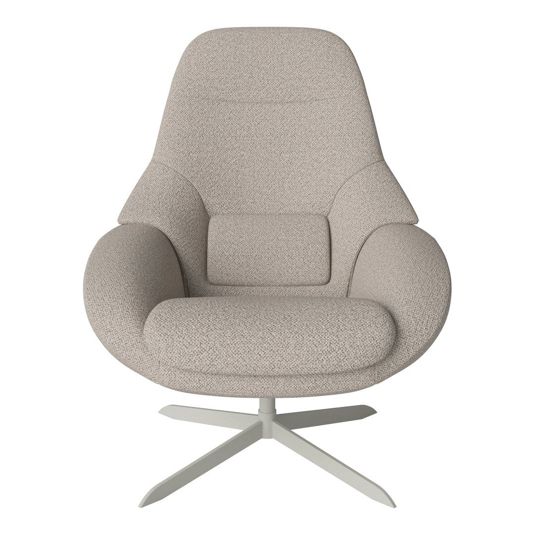 Beige upholstered chair with a smooth, textured surface and minimalist design. Ideal for modern interior decor.