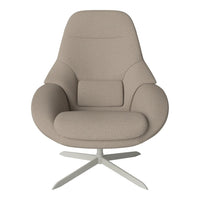 Light beige modern armchair with a smooth, monochromatic fabric and a sleek metal base. Perfect for contemporary decor.