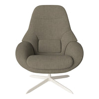 Stylish gray upholstered chair with a smooth, minimalist design and a soft, textured finish. Perfect for modern spaces.