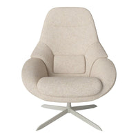 Beige modern chair with soft, textured fabric and a sleek, minimalist design. Perfect for contemporary decor.