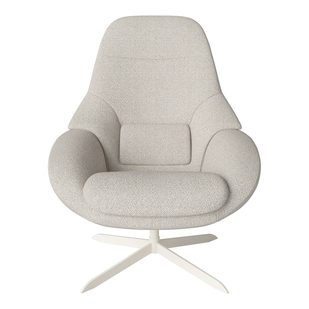 Light gray upholstered chair with a minimalist design and subtle textured fabric. Perfect for modern interiors.