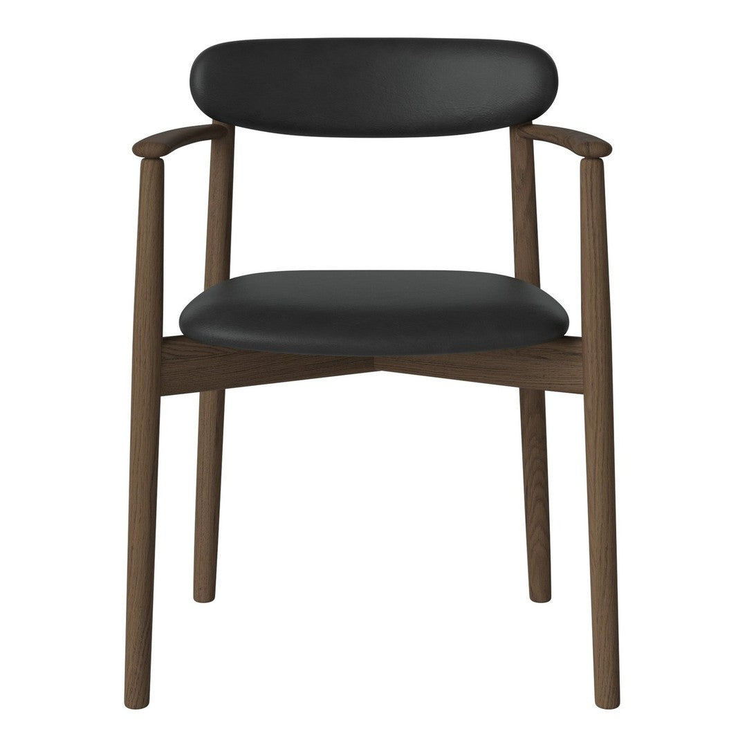 Stylish black chair with a smooth finish and contrasting brown wooden legs. Modern and minimalist design for any decor.