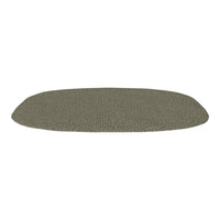 Olive green oval rug with a subtle textured pattern, perfect for adding warmth to any space.