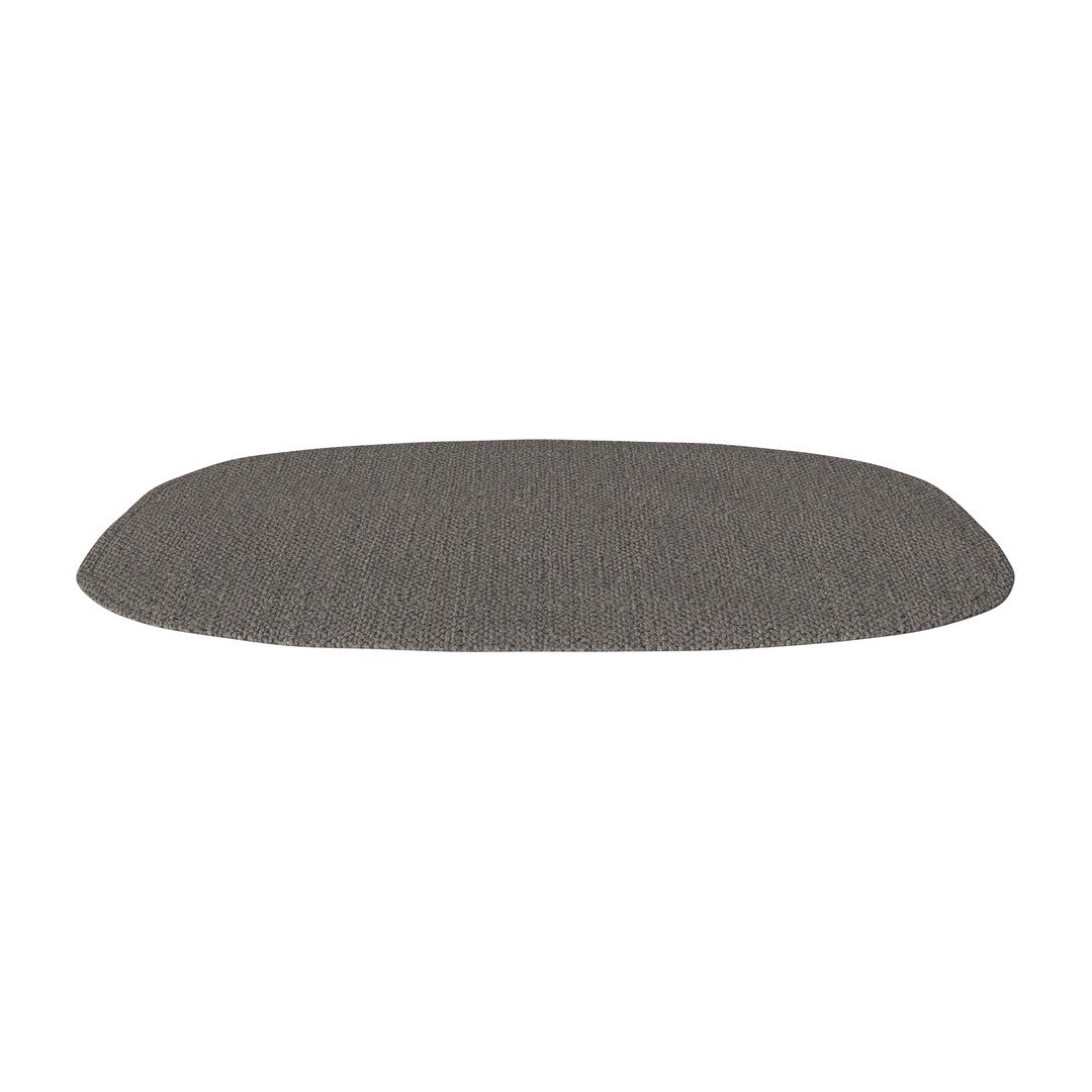 Gray oval mat featuring a textured pattern, perfect for adding style to any indoor space.
