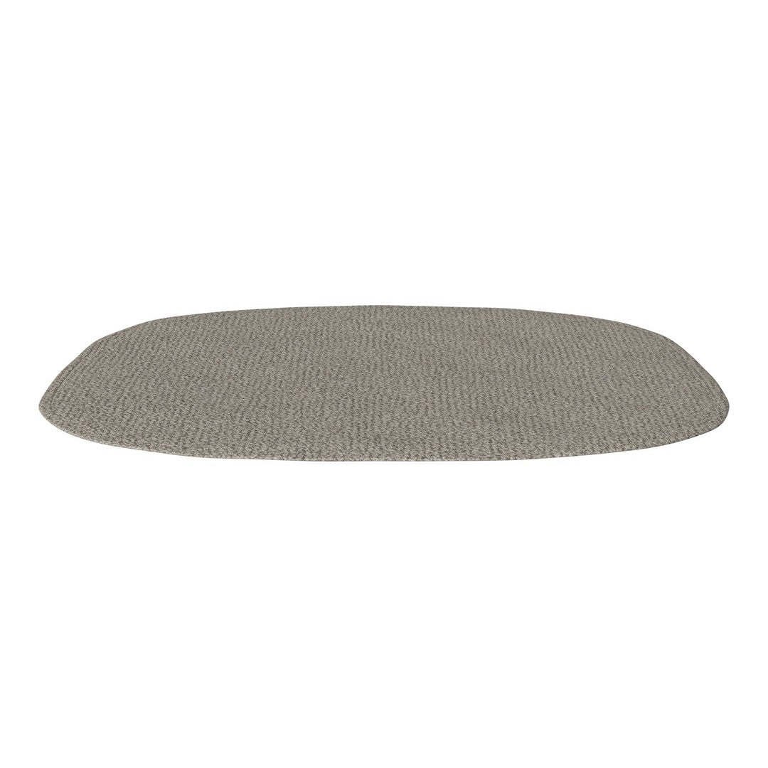 Oval gray area rug with a textured pattern, ideal for modern home decor.