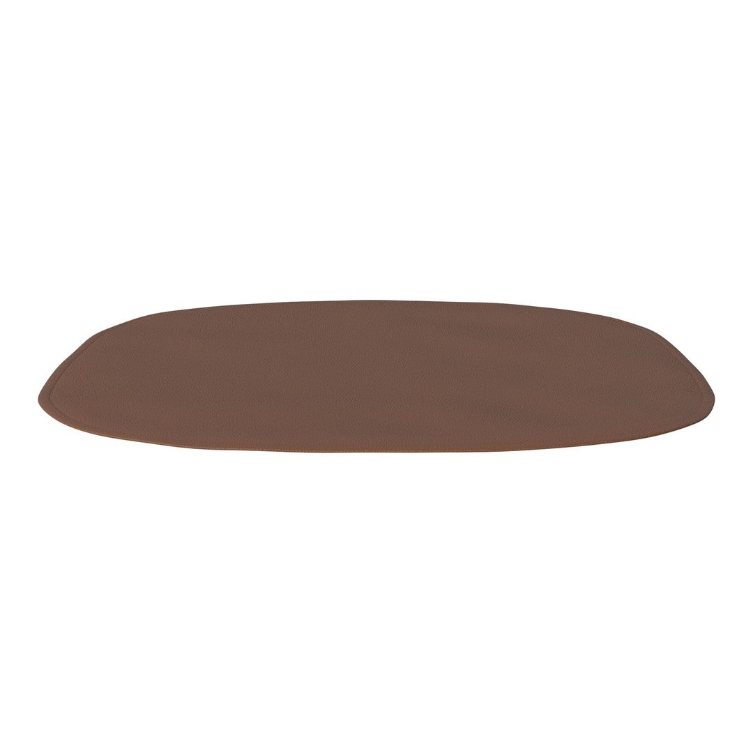 Brown oval mat with a smooth, solid color, perfect for various interior styles.