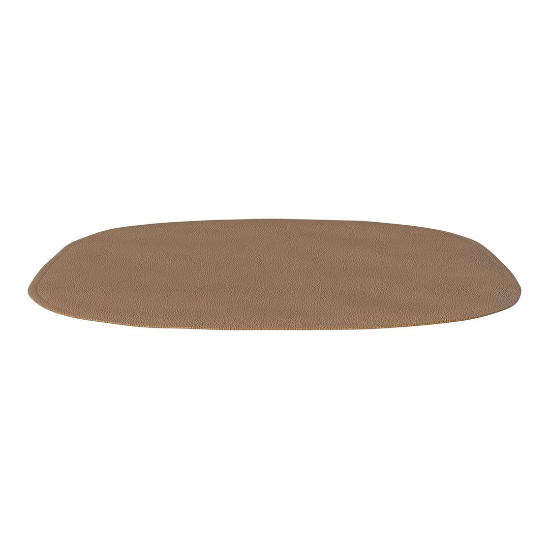 Brown, smooth, oval-shaped mat with a subtle texture, perfect for modern decor.