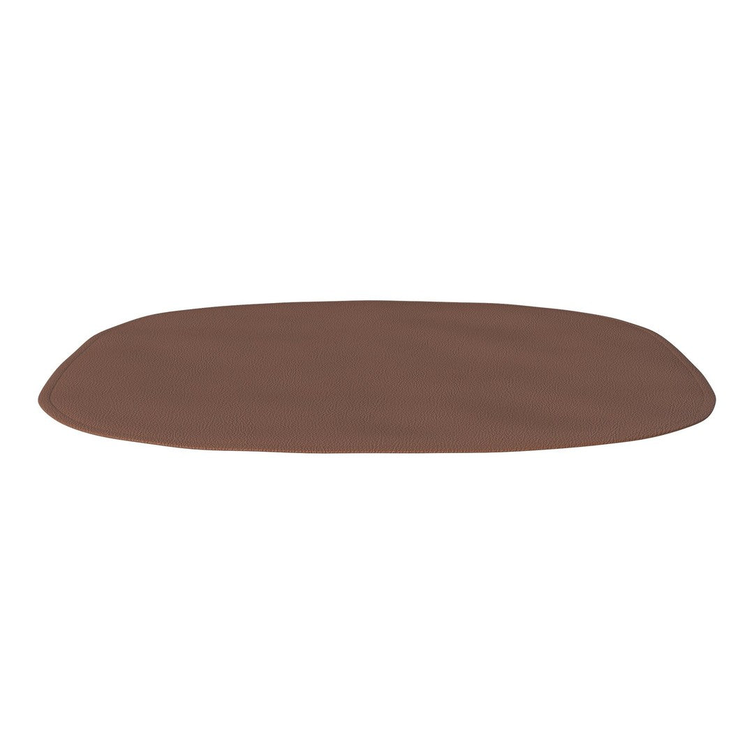 "Smooth, oval, chocolate brown mat with a subtle, solid pattern, perfect for home decor."
