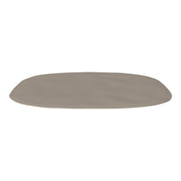 Oval gray mat with a smooth texture, designed for versatile home decor use. Perfect neutral tone for any space.