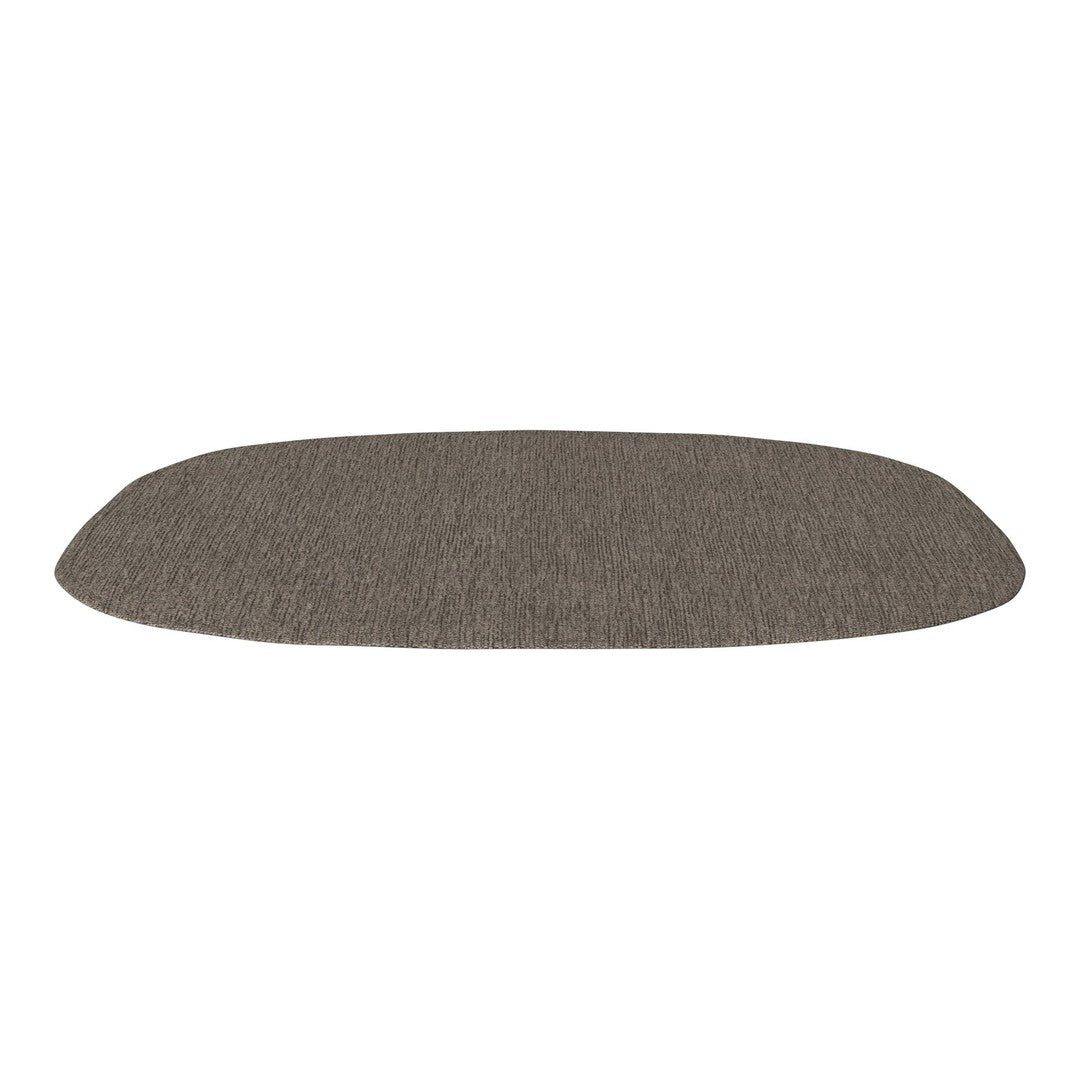 Soft brown oval mat with a textured surface, perfect for adding warmth to any space.