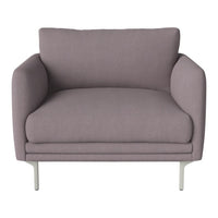 Light purple upholstered chair with clean lines, featuring a minimalist design and subtle texture. Ideal for modern decor.