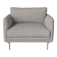 Light gray upholstered armchair with smooth texture and minimalistic design. Ideal for modern decor.