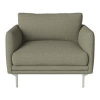 Textured olive green armchair with plush cushions and sleek metallic legs, perfect for modern decor.