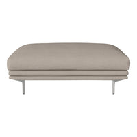 Light beige sofa with a smooth, minimalist design and sleek silver legs. Ideal for modern interior decor.