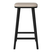 Beige upholstered seat with sleek black legs, featuring a simple, modern design. Perfect for contemporary spaces.