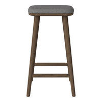 Gray upholstered seat with a clean, natural wood finish and simple, modern design. Ideal for contemporary spaces.