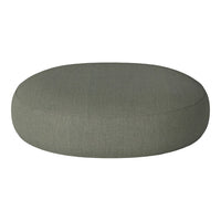 Olive green round cushion with a smooth, textured fabric surface and minimalist design. Perfect for modern decor.
