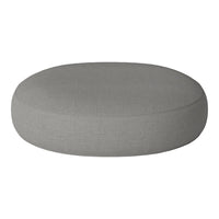 Round gray cushion with a smooth, solid fabric surface, perfect for modern decor.