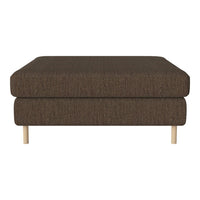 Brown textured ottoman with natural wood legs, perfect for adding warmth to any living space.