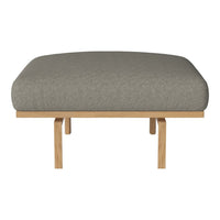 Gray upholstered cushion on wooden frame with a minimalist design. Soft texture enhances modern decor.