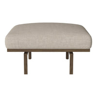 Neutral beige cushion atop a sleek wooden frame, featuring a minimalist design and soft texture. Perfect for modern decor.