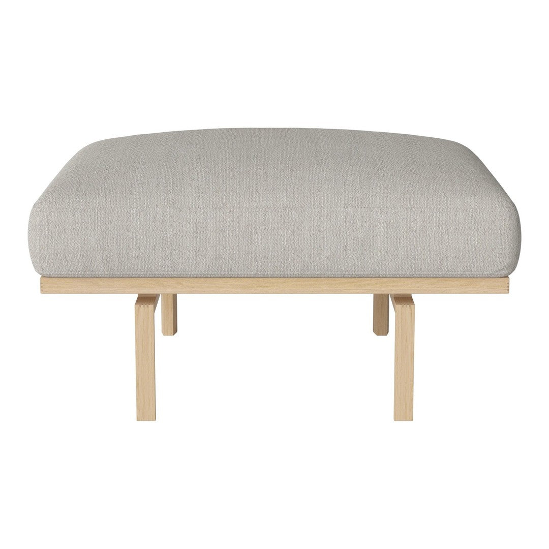 Light gray upholstered cushion on a minimalist wooden frame. Clean lines and modern design for versatile decor.