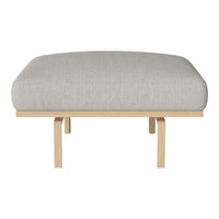 Light gray upholstered cushion on a minimalist wooden frame. Clean lines and modern design for versatile decor.