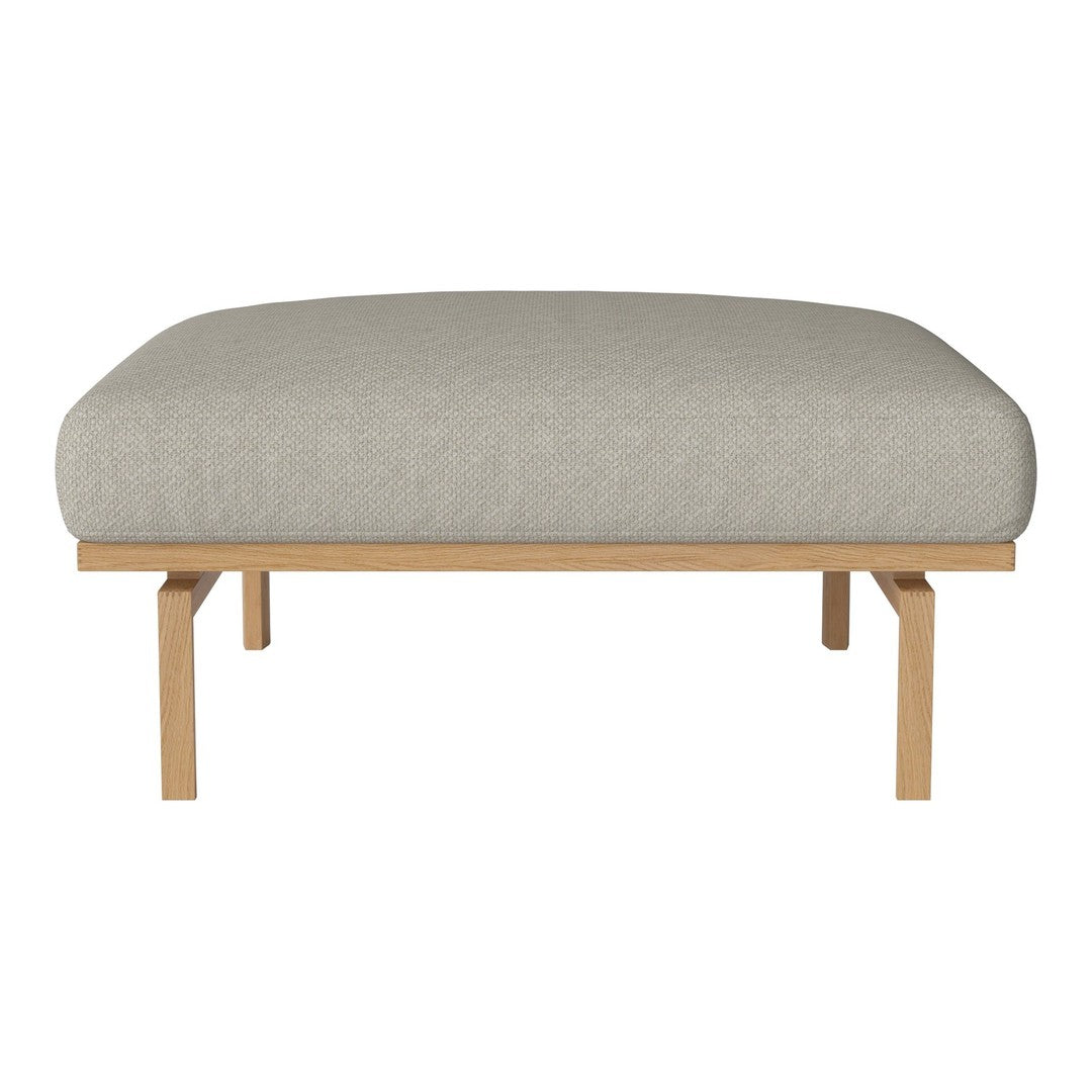 Light gray upholstered cushion on a wooden base, featuring a smooth, minimalist design. Perfect for modern decor.
