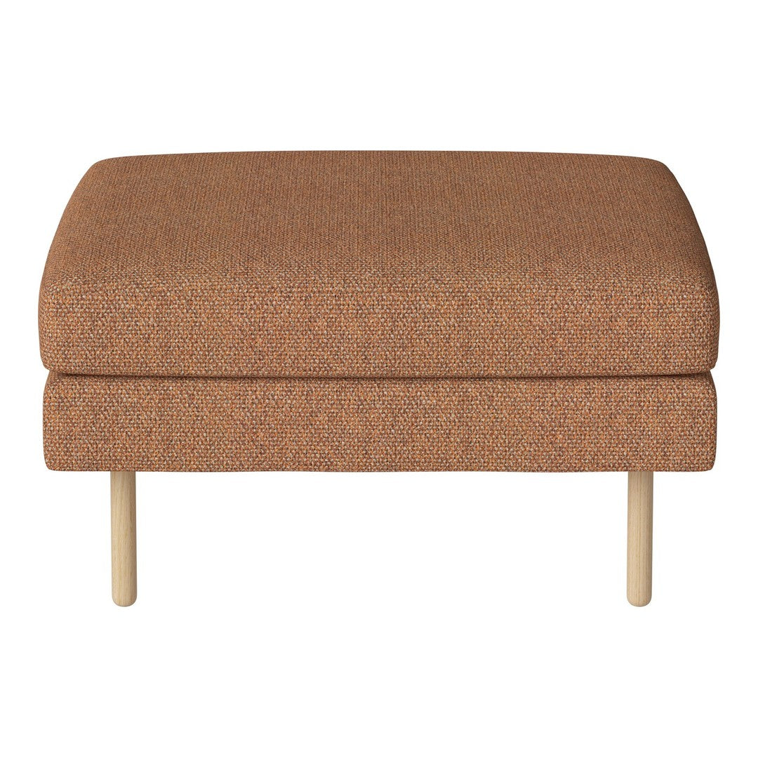 Brown textured ottoman with a subtle speckled pattern and light wooden legs. Perfect for modern and cozy interiors.