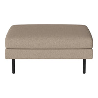 Beige ottoman with a smooth texture, featuring a minimalist design and sleek black legs. Perfect for modern interiors.