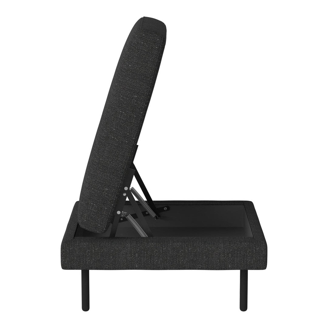 "Gray fabric adjustable chair with a sleek, modern design and subtle textured pattern."