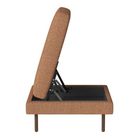 Brown textured fabric sofa bed with a sleek, minimalist design and black base, showcasing a modern, stylish aesthetic.