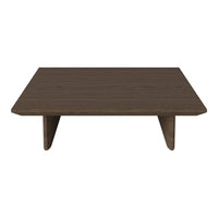 Dark brown rectangular coffee table with a smooth surface and minimalist design.