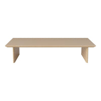 Light maple wood coffee table with a smooth, solid surface and modern minimalist design.