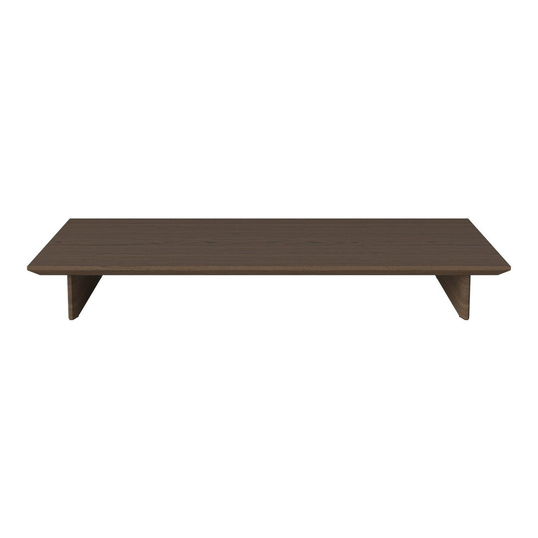 Brown rectangular coffee table with a smooth, solid surface and minimalistic design. Perfect for modern decor.