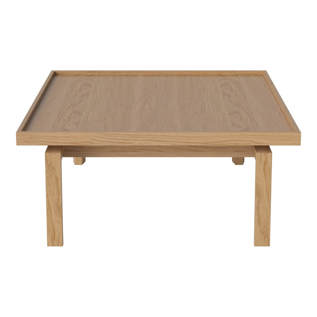 Light oak square coffee table with a smooth, natural wood grain finish and minimalist design. Perfect for modern decor.