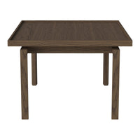Brown wooden table with a smooth, rectangular top and clean, minimalist legs. Ideal for modern or rustic decor.