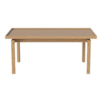 Light wood grain dining table with a smooth, natural finish and simple rectangular design.
