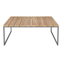 Natural wood slats in warm beige atop a sleek gray metal frame, showcasing a minimalist, modern design.